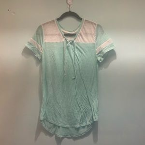 Mint green and white T-shirt